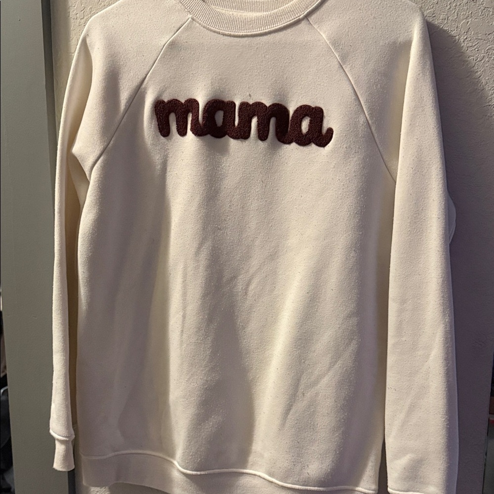 Isabel Maternity by Ingrid & Isabel Cream Sweater with Brown 'Mama'